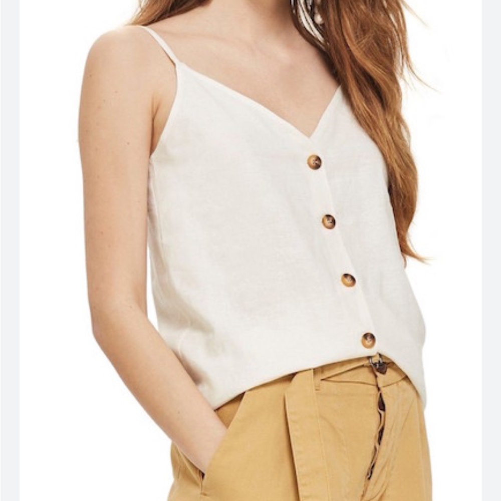 Topshop Cream Button-Front Camisole